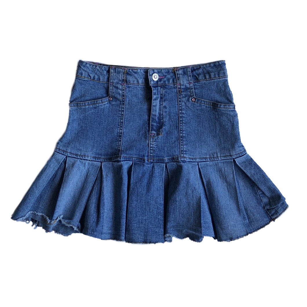 Pleated Denim Skirt